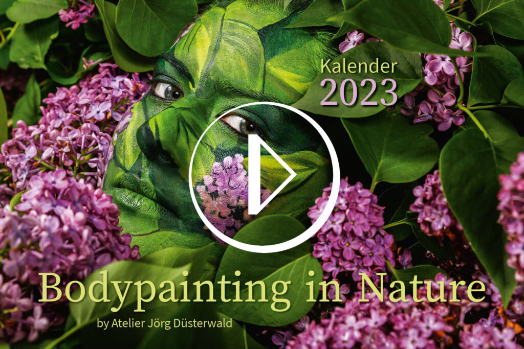 Filmbild vom Kalender BODYPAINTING IN NATURE 2023 von Künstler Jörg Düsterwald