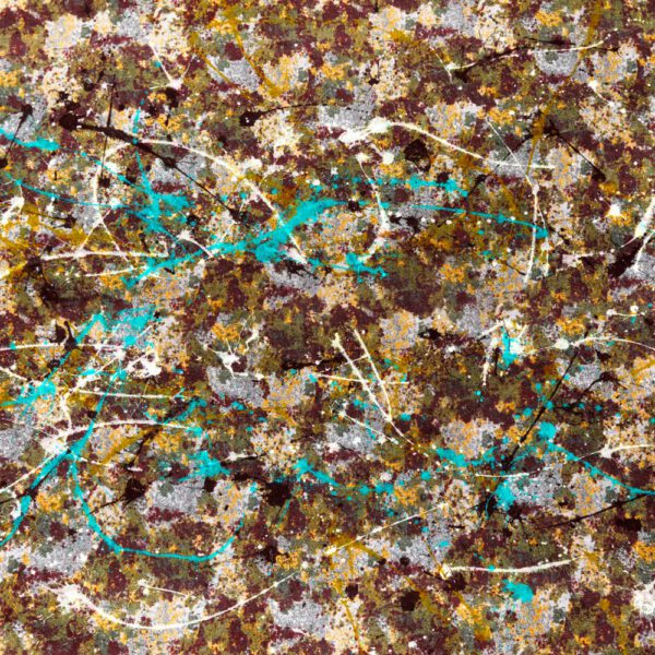 Mit flüssiger Farbe, einem bemalten Fotomodell und einem Bodenbelag als Grundlage hat Künstler Jörg Düsterwald sowohl einzigartige Fotobildwerke wie auch ein Teppichdesign als exklusives Unikat kreiert.