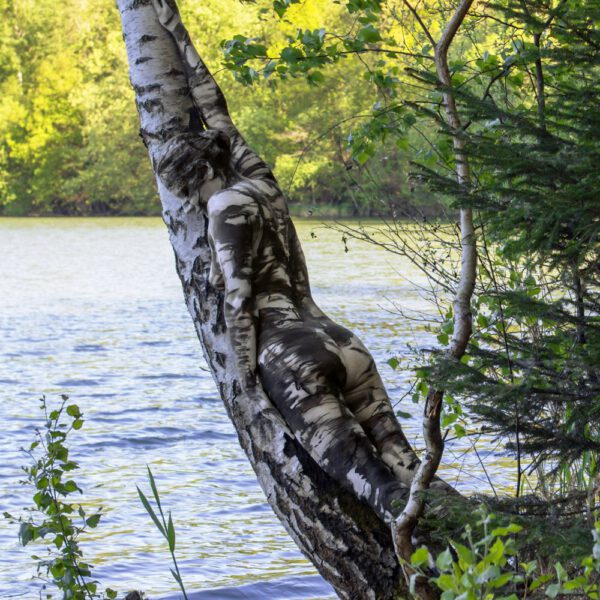 Birkenmotiv aus dem Körperkunstprojekt NATURE ART des Künstlers Jörg Düsterwald mit einem Bodypaintingmodell.