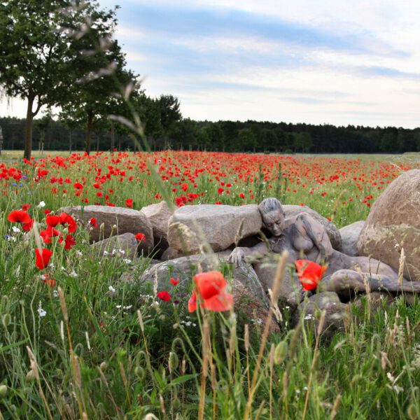 Mohnblumen-Motiv aus dem Körperkunstprojekt NATURE ART des Künstlers Jörg Düsterwald mit einem Bodypaintingmodell.