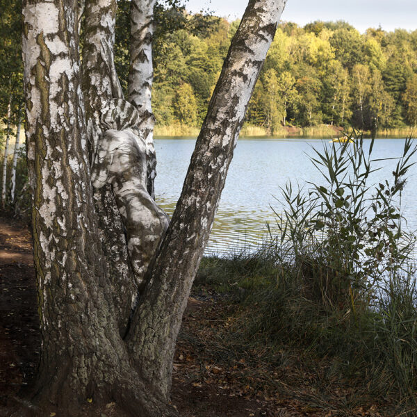 Birkenmotiv aus dem Körperkunstprojekt NATURE ART des Künstlers Jörg Düsterwald mit einem Bodypaintingmodell.