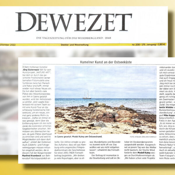Die Presse berichtet über Künstler Jörg Düsterwald und sein Körperkunstprojekt NATURE ART - Farbige Symbiosen.