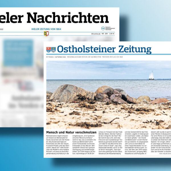 Die Presse berichtet über Künstler Jörg Düsterwald und sein Körperkunstprojekt NATURE ART - Farbige Symbiosen.