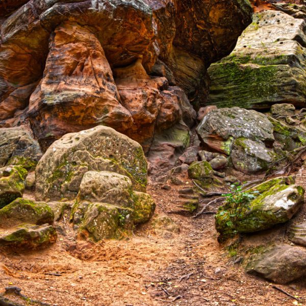Felsenmotiv aus dem Körperkunstprojekt NATURE ART des Künstlers Jörg Düsterwald mit einem Bodypaintingmodell.