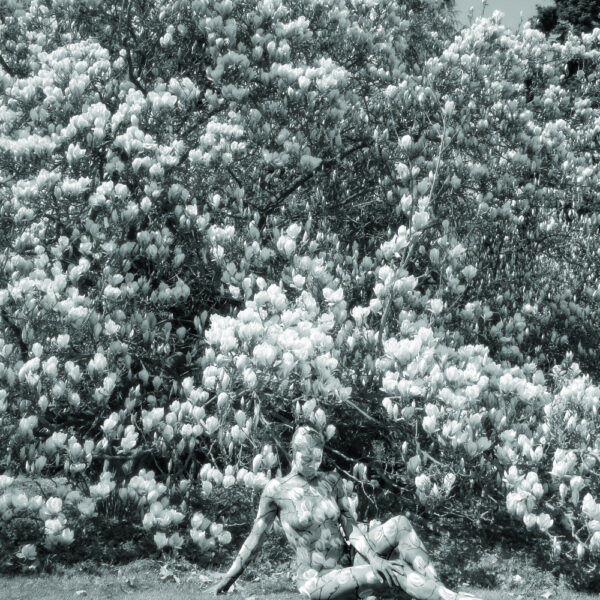 Magnolien-Motiv von dem Körperkunstprojekt NATURE ART des Künstlers Jörg Düsterwald mit einem Bodypaintingmodell.